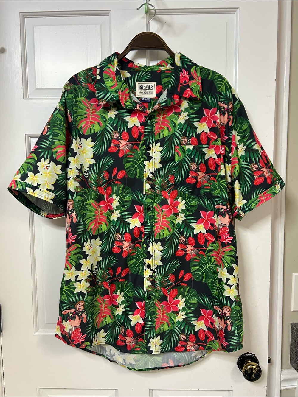 RSVLTS Black Tropical Floral Short-Sleeve Button-Up Shirt